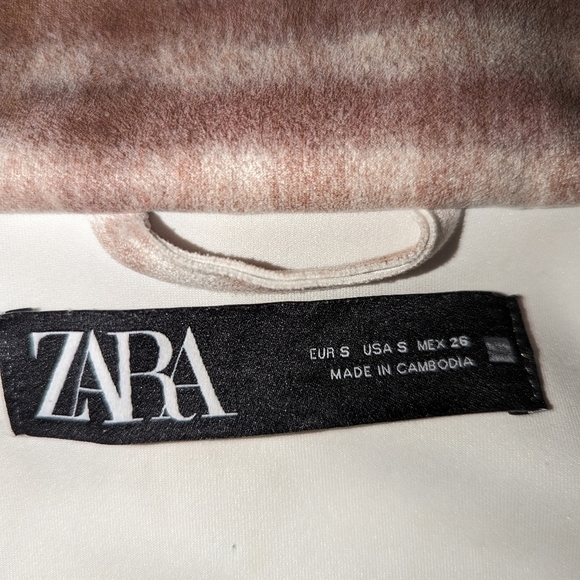 ZARA Cream & Beige Plaid Oversized Contemporary Casual Shaket Shirt Size Small - Picture 8 of 12